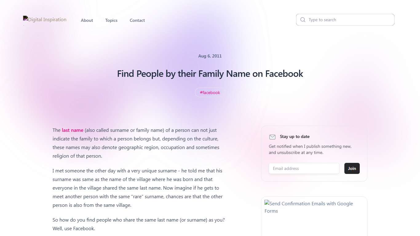 Find People by their Family Name on Facebook