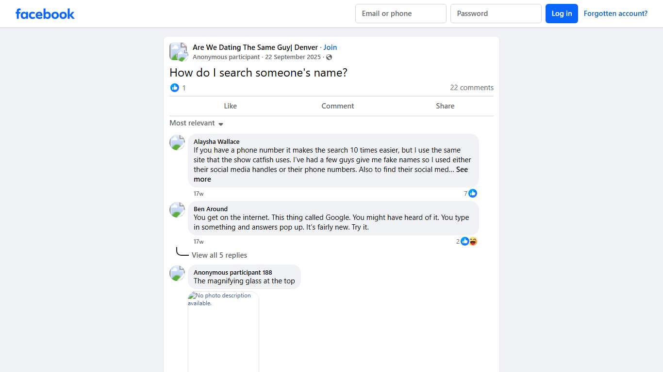 Are We Dating The Same Guy| Denver | How do I search someone's name | Facebook